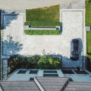 white concrete driveway