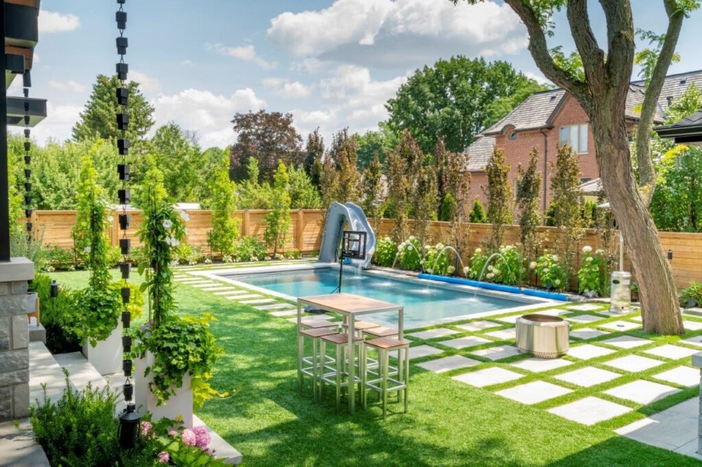 green stone backyard